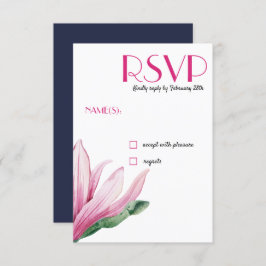 Convites Flor rosa da Magolia florida | RSVP de Casamento A