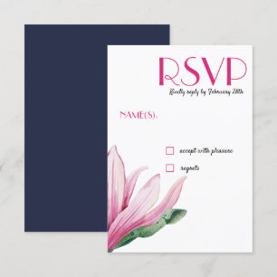 Convites Flor rosa da Magolia florida   RSVP de Casamento A