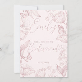 Convites Flor rosa elegante você será minha dama de honra