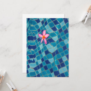 Convites Flor rosa, flutuando, azul, de piscina