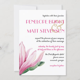 Convites Flor Rosa Magnólia em Casamento