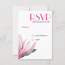 Convites Flor rosa Magnolia em RSVP de Casamento de Flor