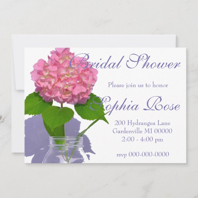Convites Flor rosa-rosa-rosa-hidrangea-rosa (Frente)