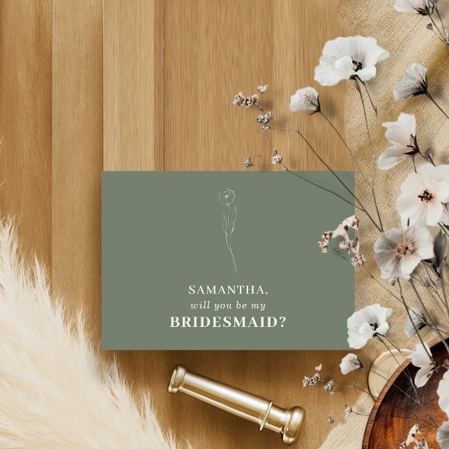 Convites Flor Sage Verde Simples Você Será Minha Meia (Criador carregado)