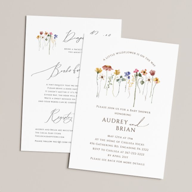 Convites Flor Selvagem A Caminho | Tudo em um Chá de fralda (Criador carregado)