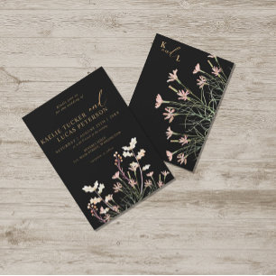 Convites Flor Selvagem de Charm Elegante Casamento Negro