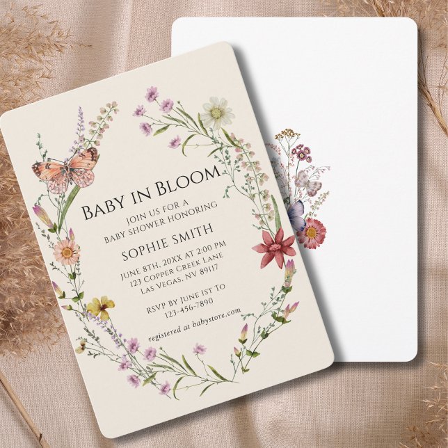 Convites Flor Selvagem Deseja Um Chá de fraldas Em Sangue (Criador carregado)