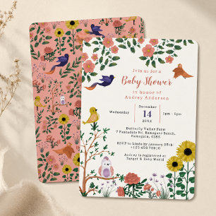 Convites Flor selvagem e Chá de fraldas do Tea Party