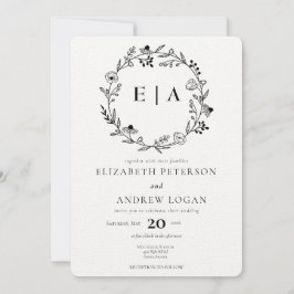 Convites Flor selvagem mínimo | Wreath Wedding