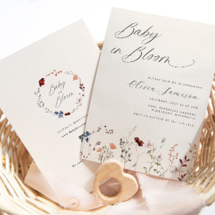 Convites Flor selvagem no Bloom Floral Chá de fraldas