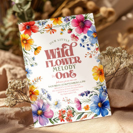 Convites Flor Selvagem Rosa, Castanho-Um-primeiro aniversar