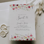 Convites Flor Selvagem Simples 16 Festa de aniversário<br><div class="desc">Este simples convite de aniversário de 16 flores silvestres é perfeito para um aniversário moderno. O design apresenta uma variedade multicolorido de flores silvestres cor-de-rosa,  pinceladas,  roxas,  amarelas,  brancas,  violetas,  vermelhas e burgundy.</div>