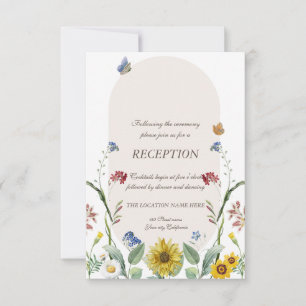 Convites flor silvestre Girassóis Borboletas Casamento