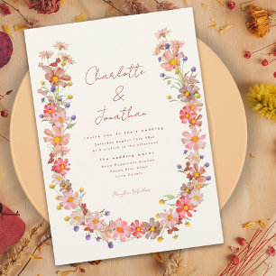 Convites Flor silvestre laranja queimada casamento de outon