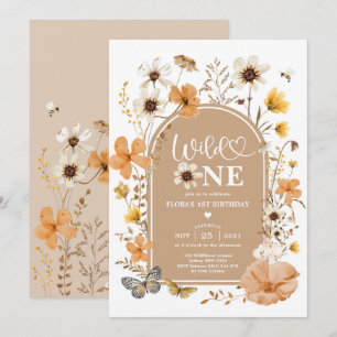 Convites Flor Silvestre Quente de Outono Selvagem 1º Aniver