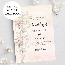 Convites Flor silvestre rosa de Casamento