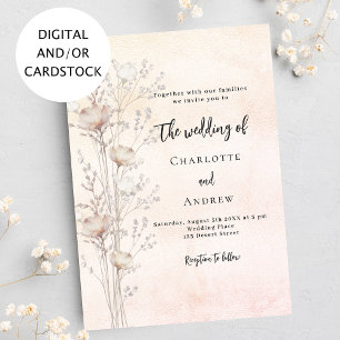 Convites Flor silvestre rosa de Casamento