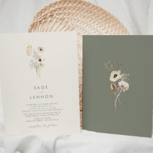 Convites Flor silvestre Simples Casamento de marfim
