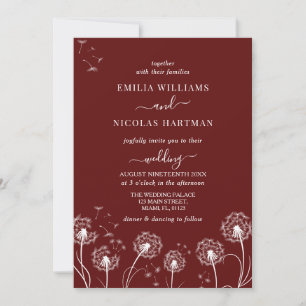 Convites Flor Silvestre Vermelha Vinho Casamento Elegante