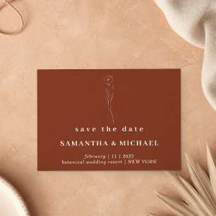 Convites Flor Terracota Simples botânico Save the date