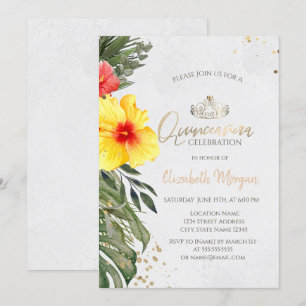 Convites Flor Tropical Hibiscus Summer Quinceañera