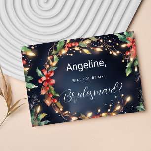 Convites Flor verde-azul-vermelha de Natal, em Bridesmaid