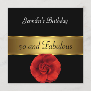 Convites Flor Vermelha Dourada Fabulosa 50º
