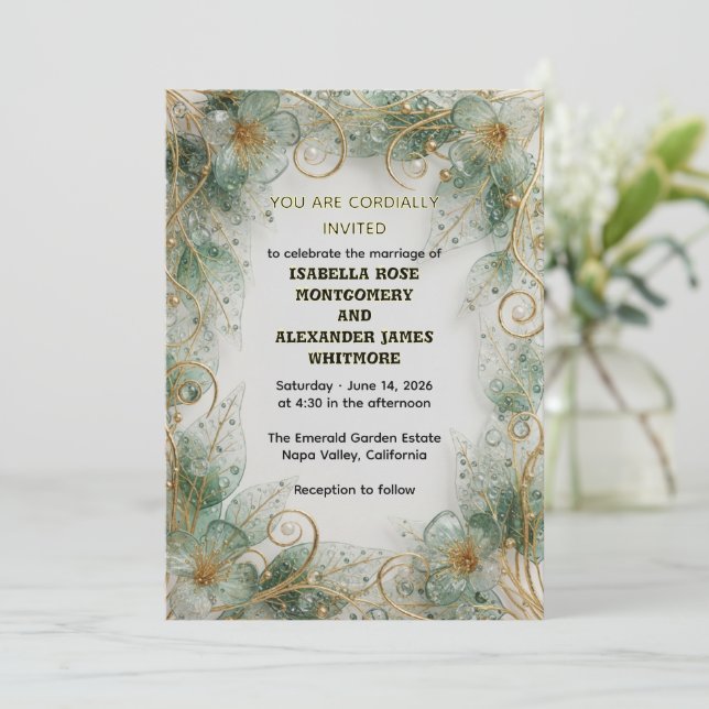 Convites Flora Botanical Elegant Garden Wedding Invitation (Em pé/Frente)