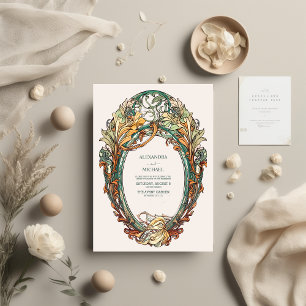 Convites Flora Casamento Vintage Art Nouveau 