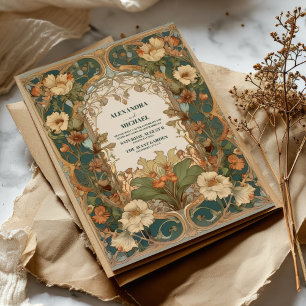 Convites Flora Casamento Vintage Art Nouveau