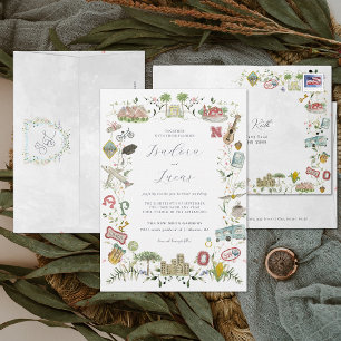 Convites Flora Delicada Brasão de Casamento Personalizado