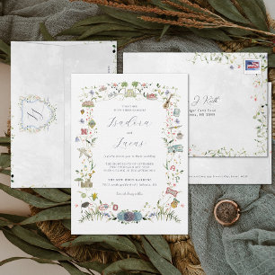 Convites Flora Delicada Brasão de Casamento Personalizado