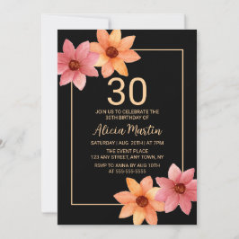 Convites Flora Vermelha Laranja do outono Qualquer Noite Pr