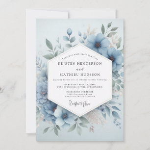 Convites Floração Azul Pálido Etéreo Casamento