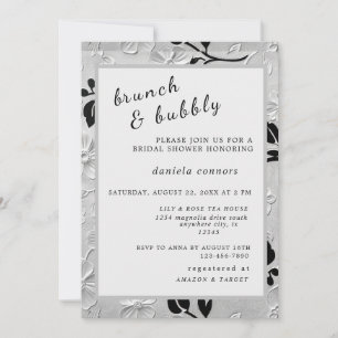 Convites Florais B e W personalizados Brunch e Bubble