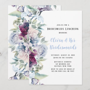Convites Florais Botânicos Dusty Azul Bridesmaids Almofadas