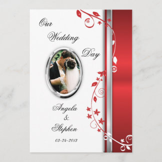 Convites florais brancos & vermelhos da foto do