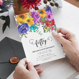 Convites Florais Brilhantes e Ousados para 50º Aniversário