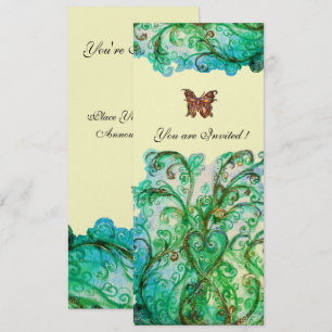 Convites FLORAIS CAPRICHOSOS Azul Brilhante Verde Branco Pé