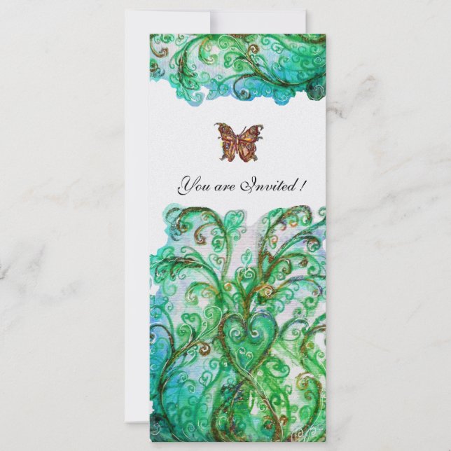Convites FLORAIS CAPRICHOSOS Azul Verde Floral Pérola Branc (Frente)