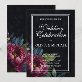 Convites florais cor-de-rosa-escura elegantes
