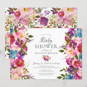 Convites florais cor-de-rosa roxos do chá de