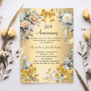 Convites florais de aniversário de casamento de 50 anos arc