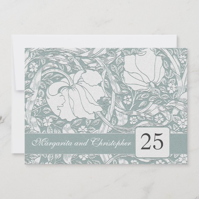 convites florais de bodas de prata de 25 anos (Frente)