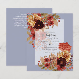 Convites Florais De Casamento - Dusky