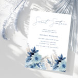 Convites Florais de Cor Azul Dusty Florais Doce 16 Aniversá<br><div class="desc">Dusty Blue Watercolor Florals Doce 16 Convite de Aniversário Ver coleção correspondente em Niche e Nest Store</div>