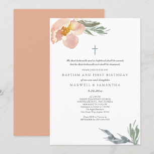 Convites Florais De Cor Laranja Queimada Dobram Batismo