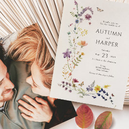 Convites Florais de Flores Selvagem Foto de Casamento Elega