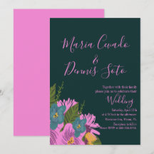Florais Desenhados à Mão Casamento Cor Ousada