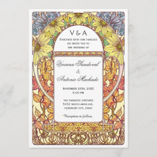 Convites florais do casamento outono do vintage